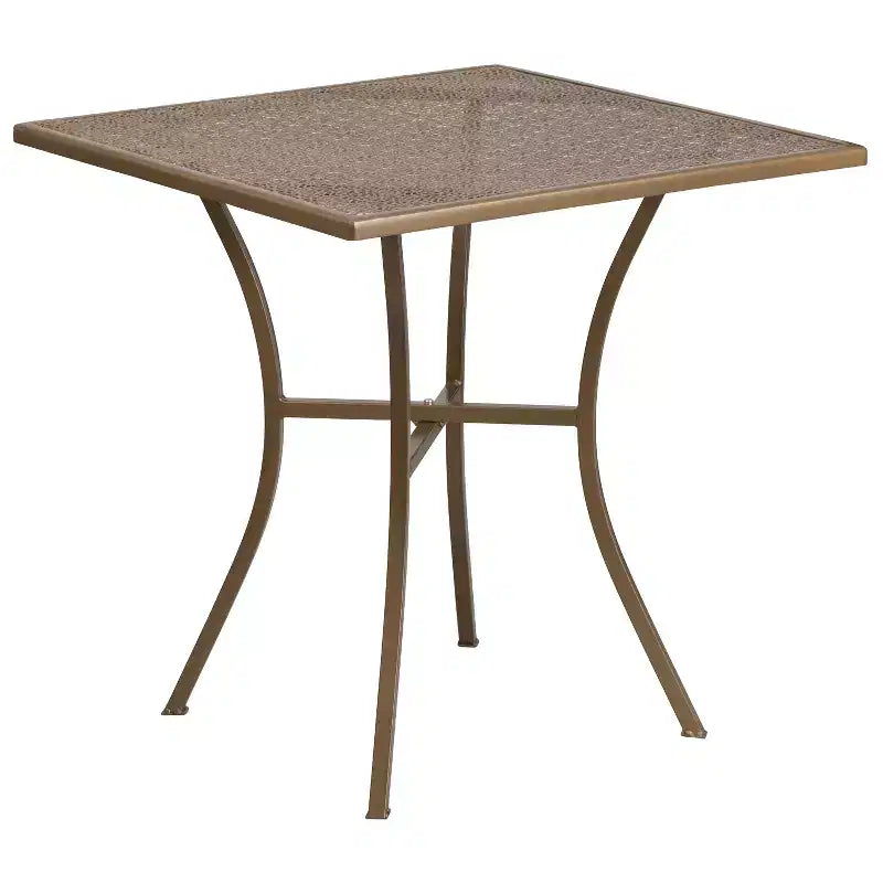 Emma and Oliver Commercial Grade 28 Square Metal Garden Patio Table Set w/ 2 Square Back Chairs