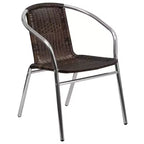 Emma and Oliver 23.5 Square Aluminum Garden Patio Table Set with 4 Rattan Chairs