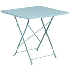 Emma and Oliver Commercial 28 Square Metal Folding Patio Table Set w/ 2 Square Back Chairs