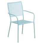 Emma and Oliver Commercial 28 Square Metal Folding Patio Table Set w/ 2 Square Back Chairs
