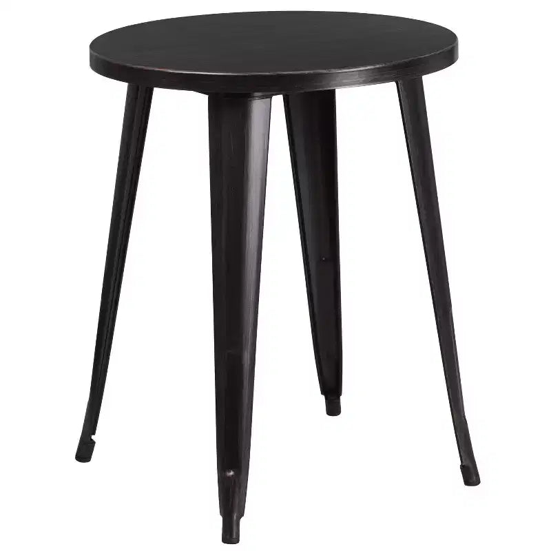 Emma and Oliver Commercial Grade 24 Round Metal Indoor-Outdoor Table Set with 4 Cafe Chairs
