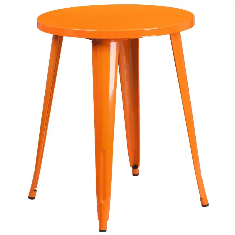 Emma and Oliver Commercial Grade 24 Round Metal Indoor-Outdoor Table Set with 4 Cafe Chairs