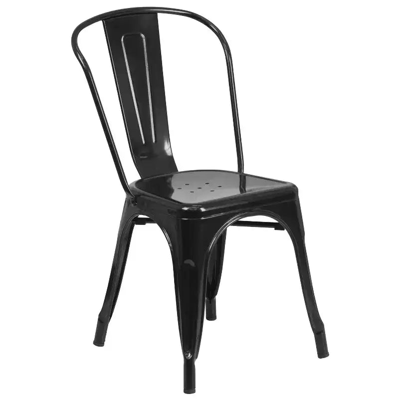 Emma and Oliver Commercial Grade 24 Round Metal Indoor-Outdoor Table Set with 4 Cafe Chairs