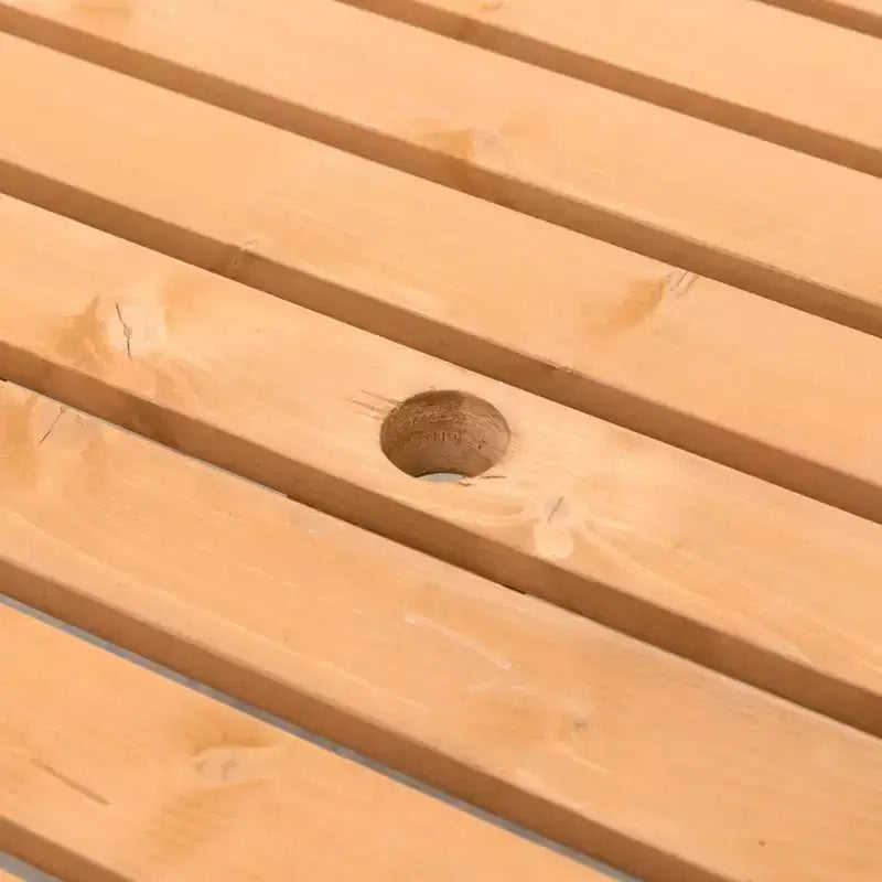 Gardenised Wooden Outdoor Patio Garden Round Picnic Table with Bench, 8 Person