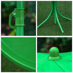 Outsunny Folding Kids Table and Chair Set, Picnic Table with Frog Pattern Removable & Height Adjustable Sun Umbrella for Garden, Backyard, Green