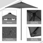 Costway 6PCS Patio Furniture Dining Set Folding Chairs Glass Table W/Umbrella Deck Grey