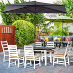 Outsunny Ensemble de salle à manger de patio pour 6 personnes, ensemble de meubles d'extérieur avec table et chaises, coussins, trou pour parasol pour jardin, cour ou piscine, beige