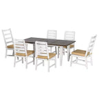 Outsunny Ensemble de salle à manger de patio pour 6 personnes, ensemble de meubles d'extérieur avec table et chaises, coussins, trou pour parasol pour jardin, cour ou piscine, beige