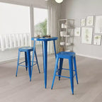 Merrick Lane Patio Set with Table and Backless Stools - Powder Coated Metal Frames for Indoor and Outdoor Use