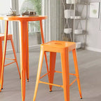 Merrick Lane Patio Set with Table and Backless Stools - Powder Coated Metal Frames for Indoor and Outdoor Use