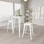 Merrick Lane Patio Set with Table and Backless Stools - Powder Coated Metal Frames for Indoor and Outdoor Use