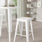 Merrick Lane Patio Set with Table and Backless Stools - Powder Coated Metal Frames for Indoor and Outdoor Use