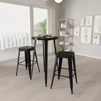 Merrick Lane Patio Set with Table and Backless Stools - Powder Coated Metal Frames for Indoor and Outdoor Use