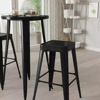 Merrick Lane Patio Set with Table and Backless Stools - Powder Coated Metal Frames for Indoor and Outdoor Use