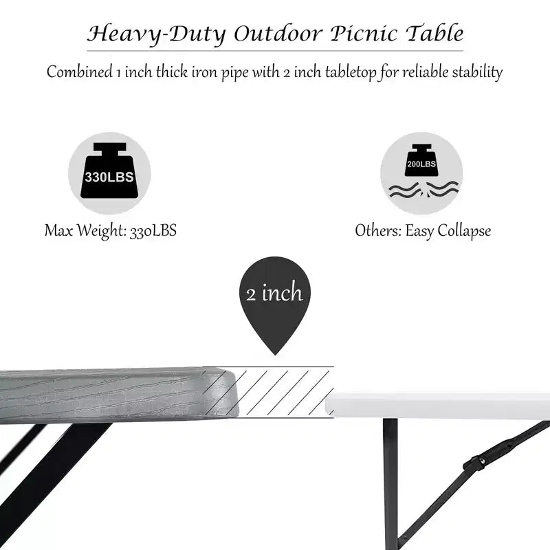 Costway Picnic Table Bench Set Outdoor Backyard Patio Garden Party Dining All Weather Black/White/Grey/Brown/Green
