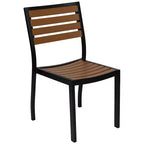 Merrick Lane 5 Piece Patio Table and Chairs Set Faux Teak Wood And Metal Indoor/Outdoor Table and Chairs with All-Weather Purpose