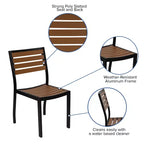 Merrick Lane 5 Piece Patio Table and Chairs Set Faux Teak Wood And Metal Indoor/Outdoor Table and Chairs with All-Weather Purpose