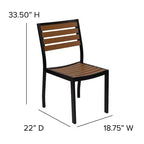 Merrick Lane 5 Piece Patio Table and Chairs Set Faux Teak Wood And Metal Indoor/Outdoor Table and Chairs with All-Weather Purpose