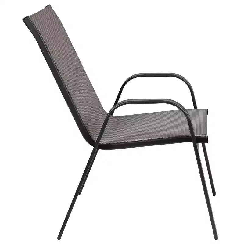 Flash Furniture 5 Piece Outdoor Patio Dining Set - Tempered Glass Patio Table, 4 Flex Comfort Stack Chairs