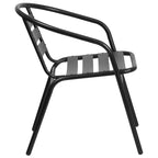 Ensemble table et 4 chaises de patio 5 pièces Emma et Oliver avec table rectangulaire en métal 80x140 cm avec plateau en verre trempé et 4 chaises empilables en aluminium noir