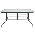 Ensemble table et 4 chaises de patio 5 pièces Emma et Oliver avec table rectangulaire en métal 80x140 cm avec plateau en verre trempé et 4 chaises empilables en aluminium noir