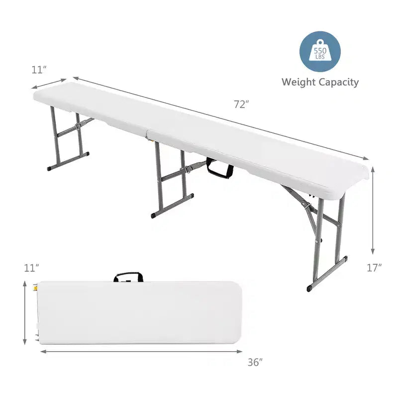 Costway Outdoor Camping Table Set Folding Picnic Long Table with 2 Bench Seats