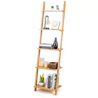 Scaffale a Scala a 5 Ripiani Moderno in Bambù Scaffale a Muro Libreria Espositiva Aperta