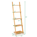 Scaffale a Scala a 5 Ripiani Moderno in Bambù Scaffale a Muro Libreria Espositiva Aperta