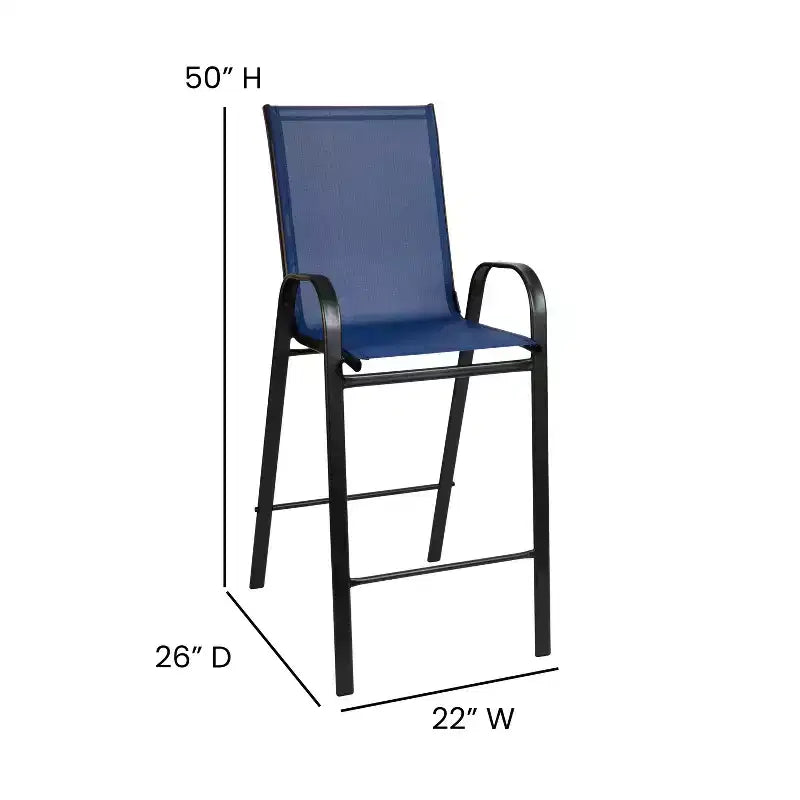 Emma and Oliver 3 Piece Outdoor Bar Height Set-Glass Patio Bar Table-All-Weather Barstools