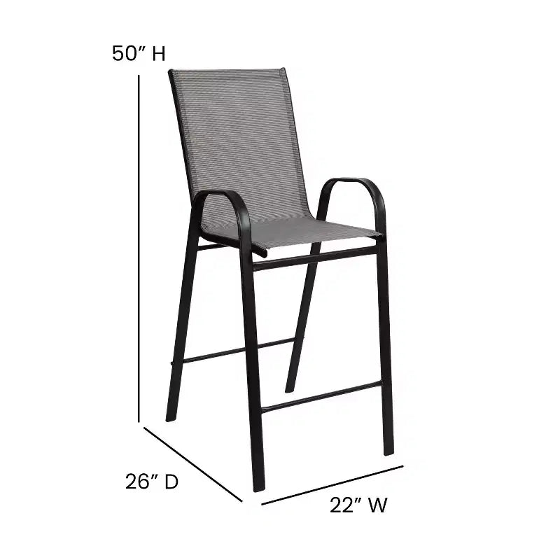 Emma and Oliver 3 Piece Outdoor Bar Height Set-Glass Patio Bar Table-All-Weather Barstools
