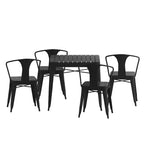 Flash Furniture All-Weather Resin Top Square Table & 4 Metal Chairs with Poly Resin Seats-Black