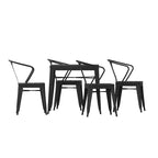 Flash Furniture All-Weather Resin Top Square Table & 4 Metal Chairs with Poly Resin Seats-Black