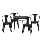 Flash Furniture All-Weather Resin Top Square Table & 4 Metal Chairs with Poly Resin Seats-Black