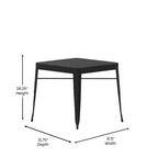 Flash Furniture All-Weather Resin Top Square Table & 4 Metal Chairs with Poly Resin Seats-Black