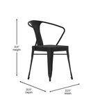Flash Furniture All-Weather Resin Top Square Table & 4 Metal Chairs with Poly Resin Seats-Black