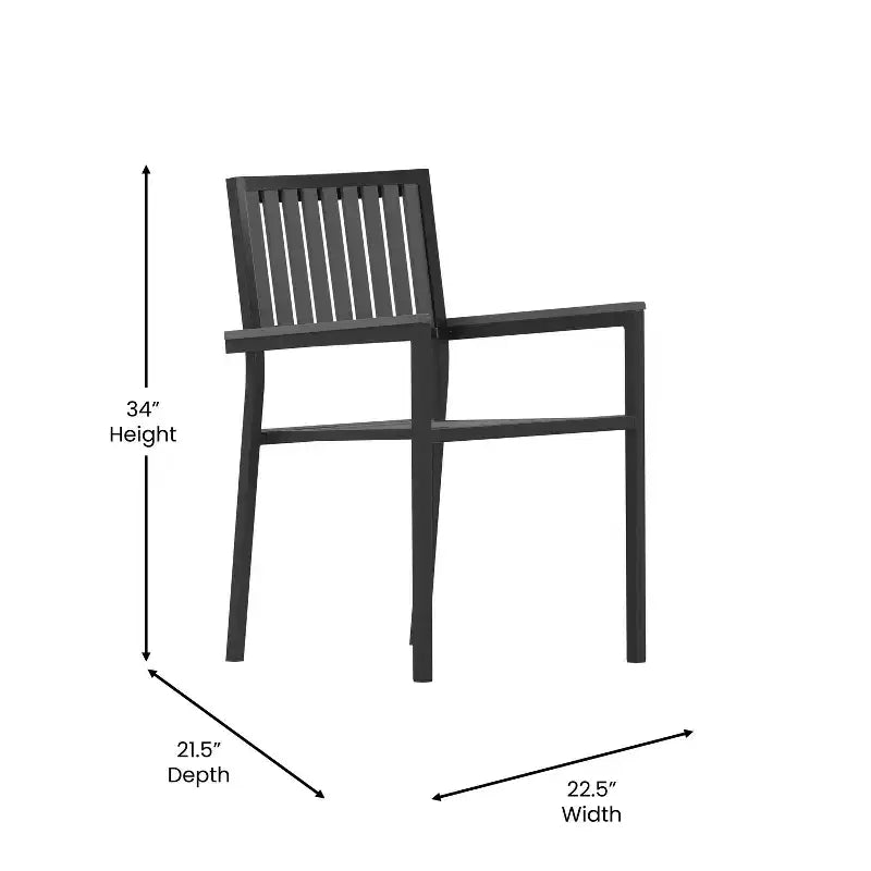 Flash Furniture Harris 5 Piece Commercial Indoor/Outdoor Table and Chairs with Black Poly Resin Slatted Backs and Seats