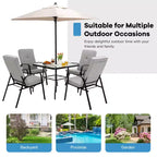 Costway 6PCS Patio Dining Set Stackable Chairs Cushioned Glass Table W/Umbrella