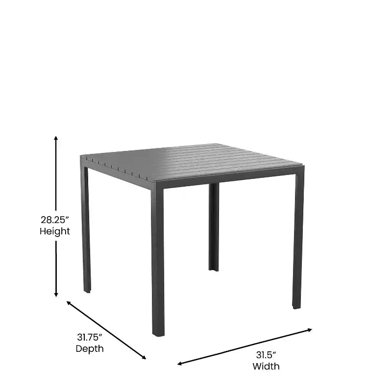 Merrick Lane 5 Piece Indoor/Outdoor Dining Set with Table and Four Chairs with Black Poly Resin Slats
