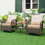 Costway Patio3PCS Wicker Swivel Rocker Set 2 Rocking Chairs 360 Degrees with Coffee Table