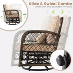 Costway Patio3PCS Wicker Swivel Rocker Set 2 Rocking Chairs 360 Degrees with Coffee Table