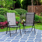 Captiva Designs 5pc Outdoor Dining Set with 7-Position Adjustable Folding Chairs & Round Metal Table with Umbrella Hole