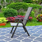 Captiva Designs 5pc Outdoor Dining Set with 7-Position Adjustable Folding Chairs & Round Metal Table with Umbrella Hole