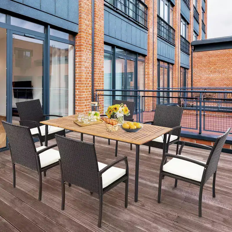 Costway 2PCS Patio PE Wicker Dining Chairs with Soft Zippered Cushion Armchairs Backyard