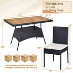 Costway 10 PCS Patio Rattan Dining Set Rectangular Wood Top Tables Cushioned Chair Garden