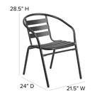 Emma and Oliver 27.5'' Square Aluminum Indoor-Outdoor Table Set with 2 Slat Back Chairs