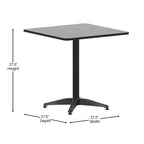 Emma and Oliver 27.5'' Square Aluminum Indoor-Outdoor Table Set with 2 Slat Back Chairs