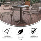 Emma and Oliver 27.5'' Square Aluminum Indoor-Outdoor Table Set with 2 Slat Back Chairs