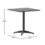 Emma and Oliver 27.5'' Square Aluminum Indoor-Outdoor Table Set with 2 Slat Back Chairs