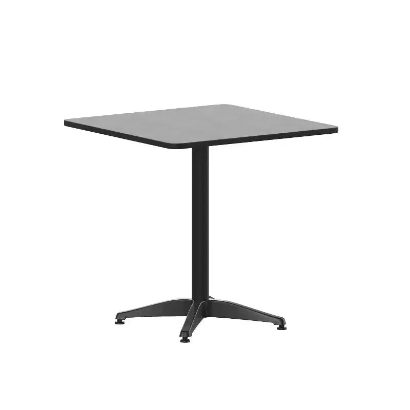 Emma and Oliver 27.5'' Square Aluminum Indoor-Outdoor Table Set with 2 Slat Back Chairs