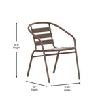 Flash Furniture Lila 31.5'' Round Glass Metal Table with 4 Metal Aluminum Slat Stack Chairs